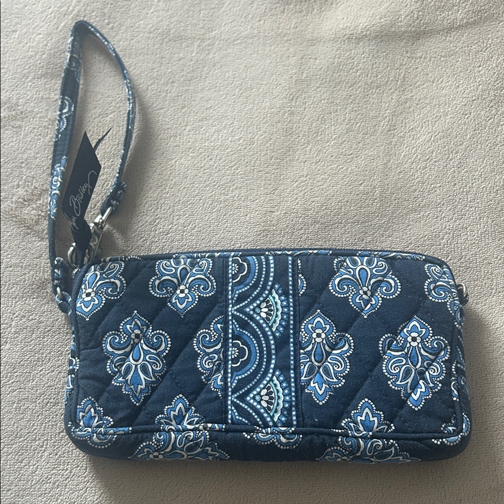 Vera Bradley Navy and Light Blue Patterned Wristlet